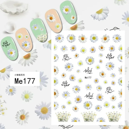 sengpan Simple Flowers 3D Nail Stickers Spring Summer Blossom Floral Tulip Fruit Nail Art Decals Adhesive Sliders Manicure Decorations