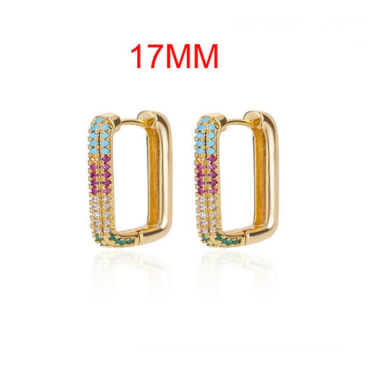 sengpan Rainbow Zircon Earrings for Women Stainless Steel Hoop Earring New Trending Luxury Aesthetic Jewelry aretes mujer