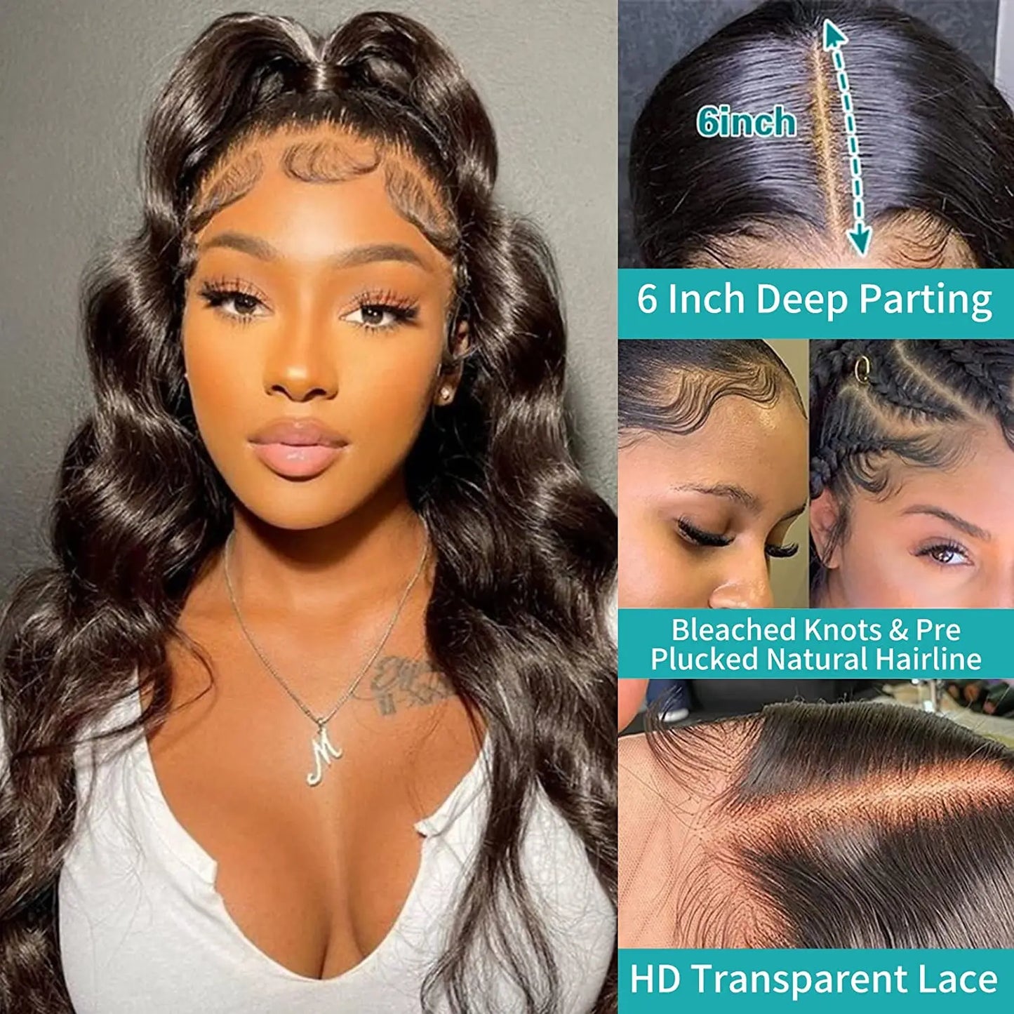 sengpan Body Wave Lace Front Human Hair Wigs for Black Woman 13x6 HD Lace Frontal Wig 180 Density Transparent Preplucked Human Hair Wig