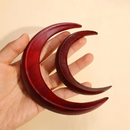 sengpan Simple Wood Moon Hair Sticks Hand Carved Wooden Crescent Hair Forks for Women Long Hairpin Comb Styling Fashion Hair Accessories