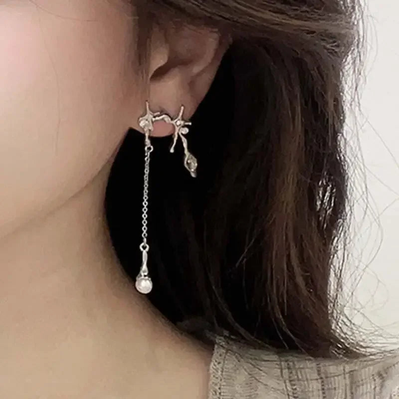 sengpan Sweet Cool Wind Love Tassel Star Earrings Women Design Senior Sense of Fashion Personality Earring Party Jewelry Gifts 2024 New