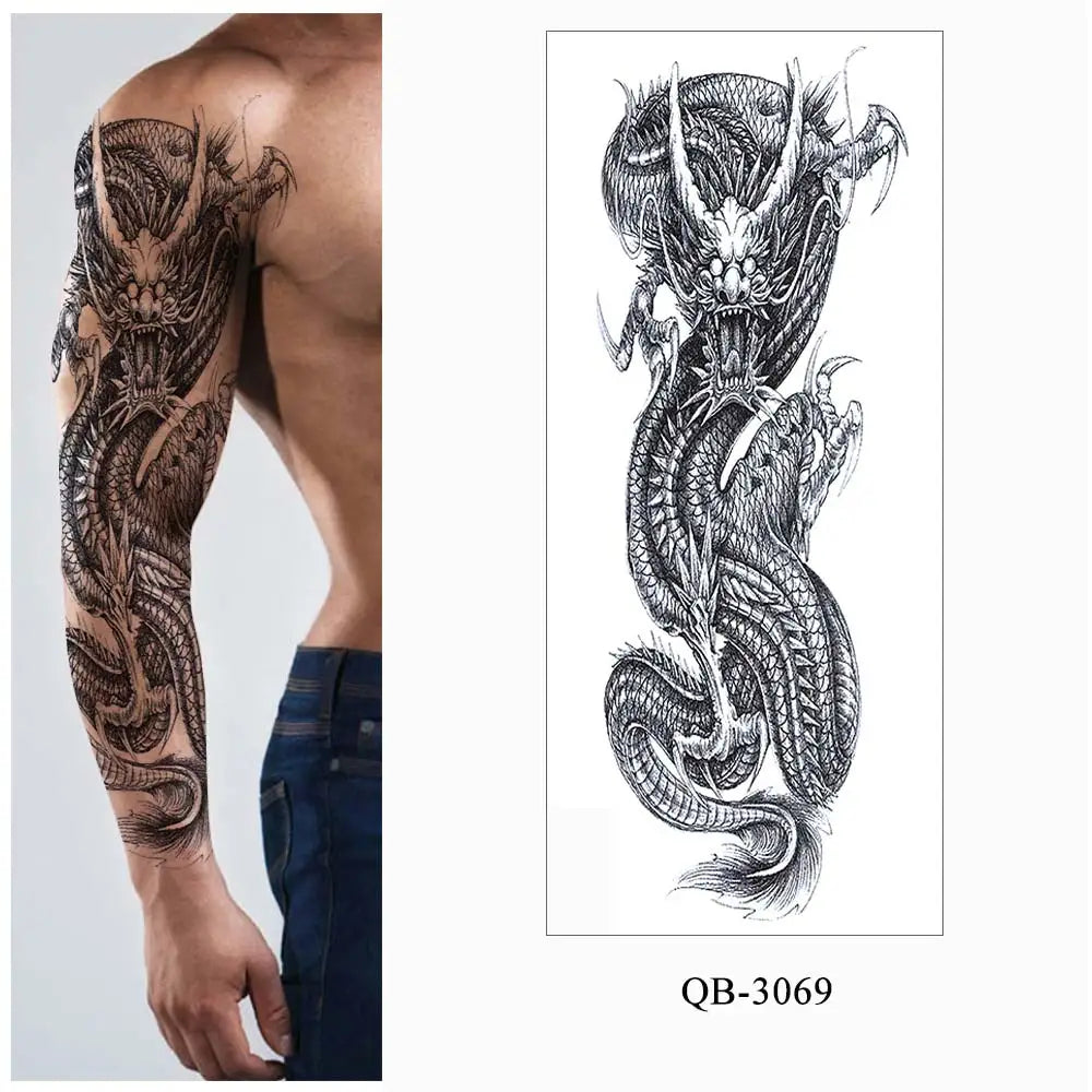 sengpan Large Arm Tattoo Sticker Full Sleeve Temporary Tattoos for Men Fish Wolf Tiger Tattoo Fake Tatoo for Women Waterproof Body Art