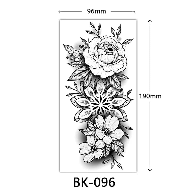 sengpan Black Flower Tattoo Stickers for Hand Arm Waterproof Temporary Tattoos for Women Butterfly Fake Tattoo Sleeve Tatoos Girls