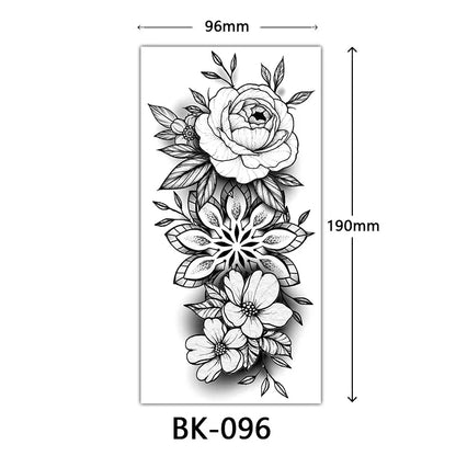 sengpan Black Flower Tattoo Stickers for Hand Arm Waterproof Temporary Tattoos for Women Butterfly Fake Tattoo Sleeve Tatoos Girls