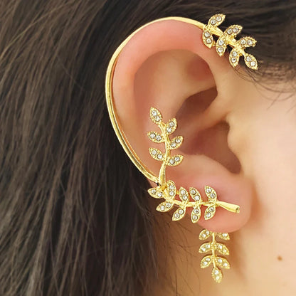 sengpan Zircon Butterfly Ear Cuffs Earrings Golde Color Plated Metal Piercing Cartilage Clips Earrings for Women Wedding Jewelry