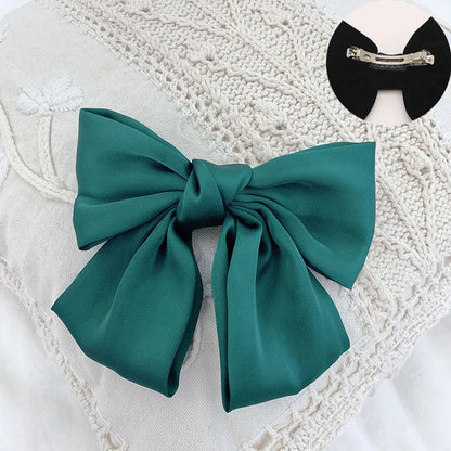 sengpan Oversized Bow Hair Accessories Fashion Satin Ribbon Hairpins Big Bow Hairpins Women Girls Satin Ladies Hairpins Cute