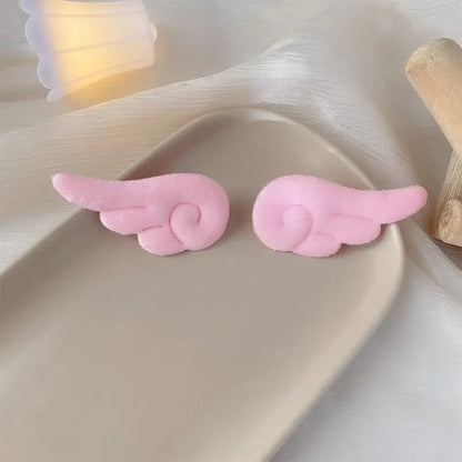 sengpan New Angel Wing Side Bangs Sweet Girl Hair Clip Cute and Versatile Simple and Simple Solid Color Duckbill Clip Girl Accessories