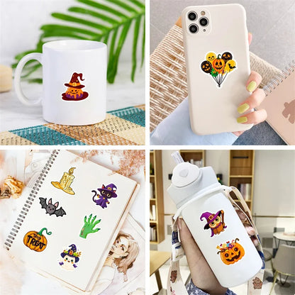 sengpan 50PCS Cute Halloween PVC Sticker Aesthetic Decoration Scrapbooking Korean Stationery Hand Accounting Tools Supplies for Kids