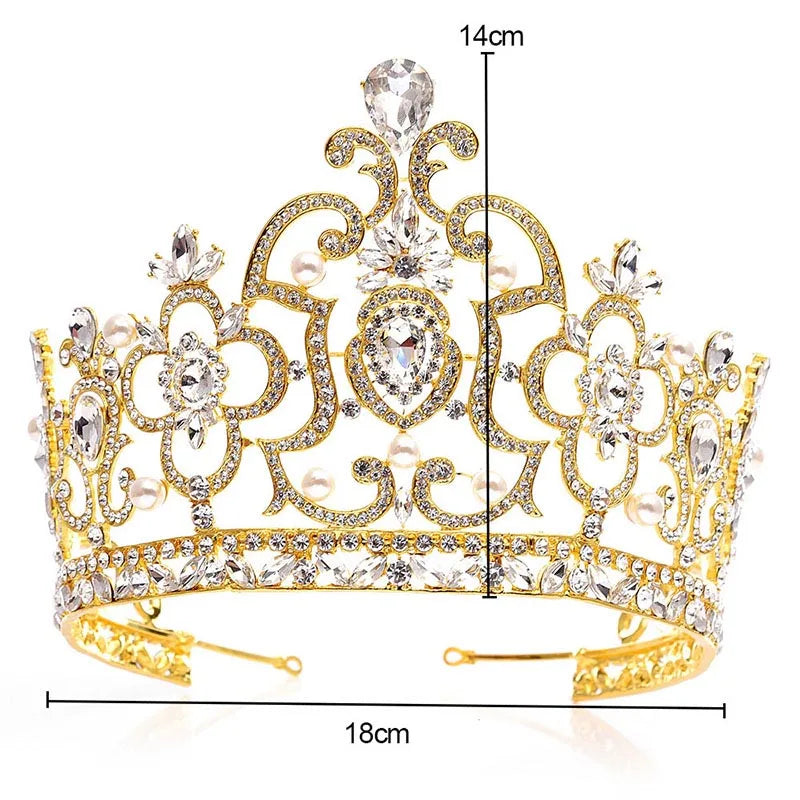 sengpan Big Crown for King and Queen Princess Pageant Tiaras and Crowns Rhinestone Headbands for Women Bride Wedding Hair Accessories