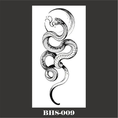 sengpan 2024 Summer Snake Flower Temporary Tattoos Sticker Waterproof Cool Dark Style Unisex Water Transfer Fake Tattoo Women Accessory