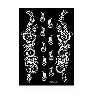 sengpan Reusable Temporary Henna Tattoo Stencil for Hand Arm Sleeve Mehndi Stencils Designs Painting Template DIY Tattoo Supplies