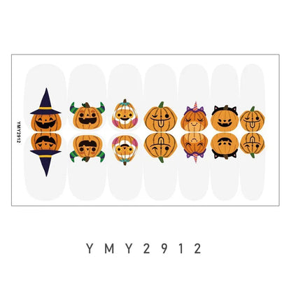 sengpan Baking Free Halloween Nail Stickers Full Sticker Fashion Nail Art Jewelry  Pumpkin Ghost Wholesale Applique Nail Sticker