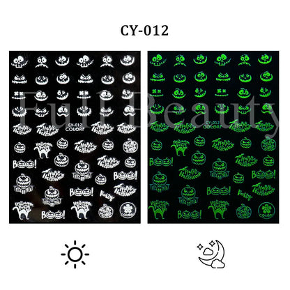 sengpan Cute Halloween Nail Design Sticker Pink Cartoon Skull Pumpkin Spooky 3D Punk Holiday Manicure Slider Nail Art Accessories BEF886