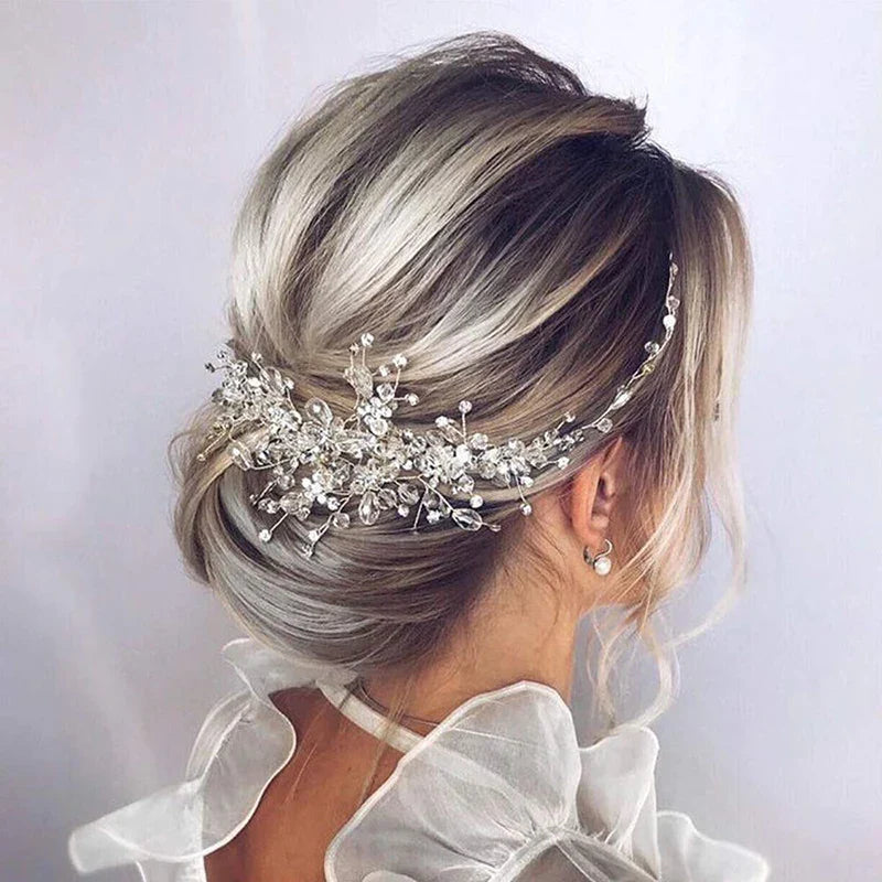 sengpan Pearl Crystal Wedding Hair Combs Hair Accessories for Bridal Flower Headpiece Headbands Women Bride Hair ornaments Jewelry