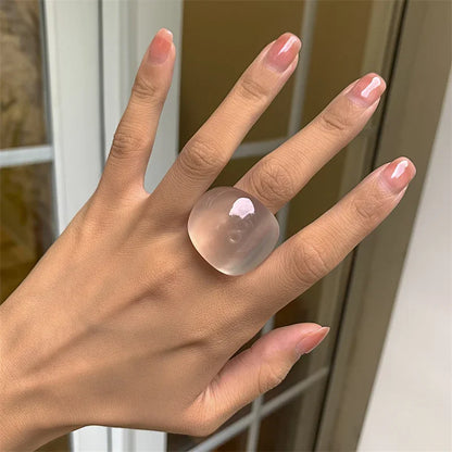 sengpan Classic Candy Color Acrylic Ring Exaggerated Geometric Ring Hand Jewelry Wholesale Women's Accessories