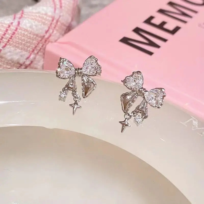 sengpan New Pattern Korean Elegant Cute Rhinestone Butterfly Dangle Earrings for Women Girls Luxury Crystal Tassels Chain Jewelry Gifts