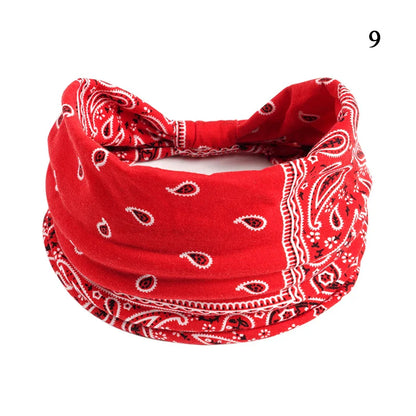 sengpan Boho Knot Turbans Yoga Elastic Head Wrap Women Headband Wide Hairbands Headwear Floral Bandanas Fashion Hair Band Accessories