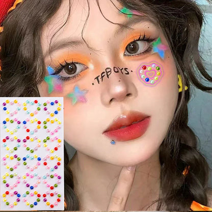 sengpan Love Heart Face Jewels Sweet Decoration Stickers for Party Acrylic Gems Sticker DIY Crystal Rhinestone Temporary Tattoos