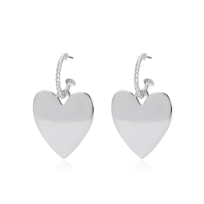 sengpan Silver Color Earrings For Women Wedding Trendy Elegance Sweet LOVE Heart Pendant Eardrop Party Jewelry