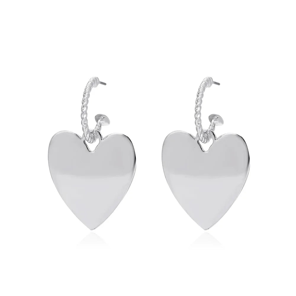 sengpan Silver Color Earrings For Women Wedding Trendy Elegance Sweet LOVE Heart Pendant Eardrop Party Jewelry