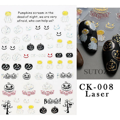 sengpan 3D Halloween Nail Art Stickers Horror Ghost Skull Evil Eye Anime Decals Bloody Rose Sticker for Nail Manicure Decoration LEBF956