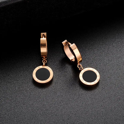 sengpan Elegant Temperament Zircon Circle Crystal Roman Digital Eardrop Dangle Earrings Korean Style Earrings Women Earrings