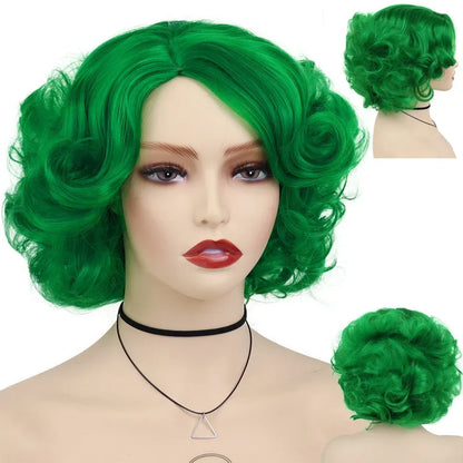 sengpan Cosplay Wig Green Wigs for Women Synthetic Short Curly Wig St. Patrick's Day Costume Party Harajuku Anime Lolita Wig