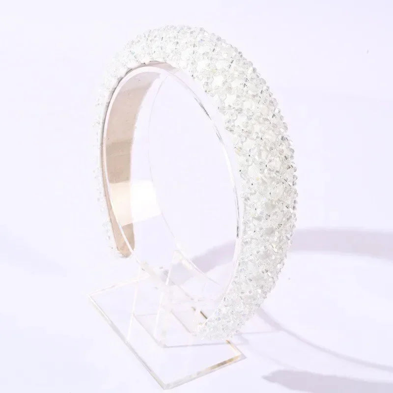 sengpan Rhinestone Hair Hoop Sweet Headbands for Women Braided Handmade Diamond Crystal Hairband Hair Styling Accessories