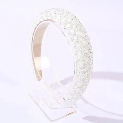 sengpan Rhinestone Hair Hoop Sweet Headbands for Women Braided Handmade Diamond Crystal Hairband Hair Styling Accessories