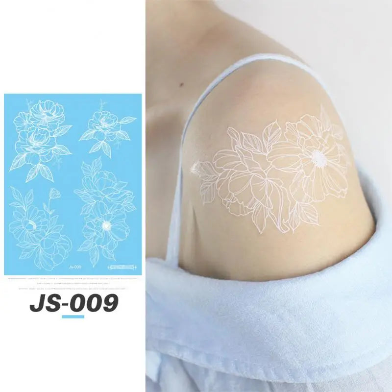 sengpan White Lace Henna Tattoo Butterfly Feather Fake Temporary Tattoos Women Summer Style Henna Design Stickers Body Art Party Wedding