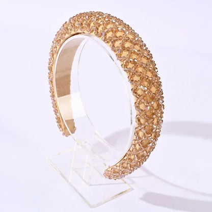 sengpan Rhinestone Hair Hoop Sweet Headbands for Women Braided Handmade Diamond Crystal Hairband Hair Styling Accessories