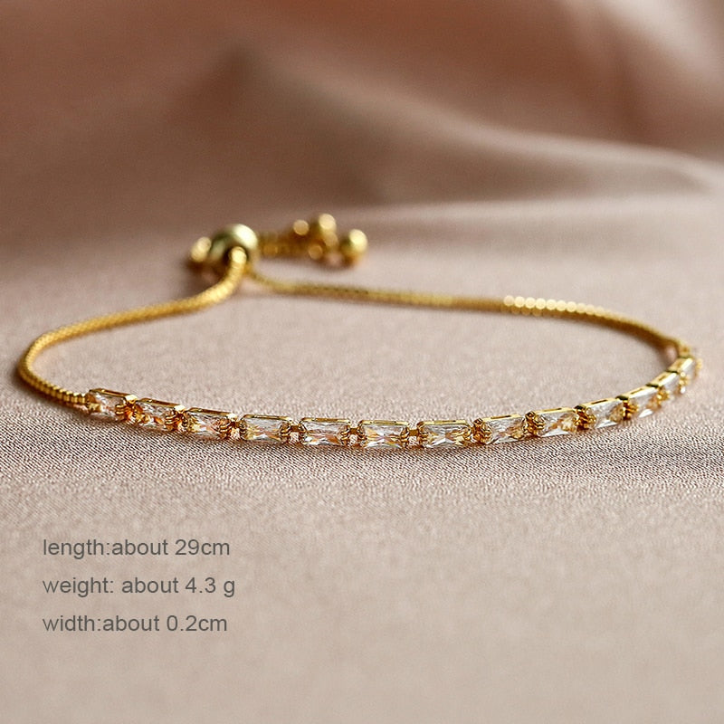 sengpan Tennis Bracelets for Women Shining Gold Color Single Layer CZ Charm Bracelet Statement Wedding Party Jewelry Wholesale