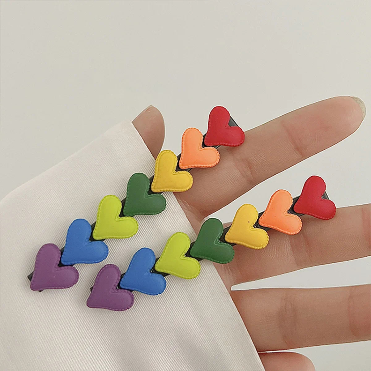 sengpan New Korean Cute Rainbow Love Heart Hairpins Hairgrips Summer Color Barrettes Hair Clips for Women Girls Hair Accessories