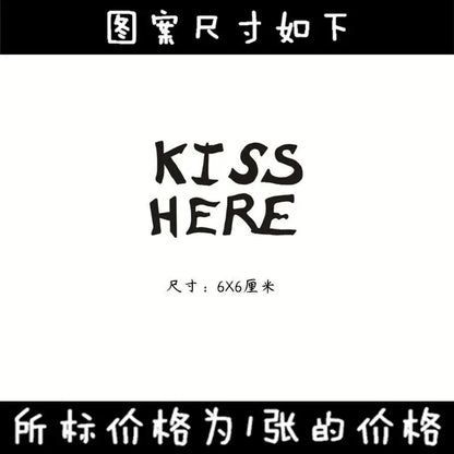 sengpan Lasting KISS HERE Letter Fake Tattoo for Woman Man Neck Art Tattoo Sticker Sexy Temporary Tattoos Waterproof Tatuajes Temporales