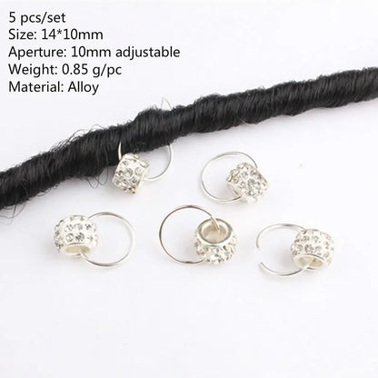 sengpan 5-50pcs/bag Silver Metal Hair Rings Braid Dreadlocks Bead Hair Cuffs Dread Tube Charm Dreadlock Hair Accessories Extension