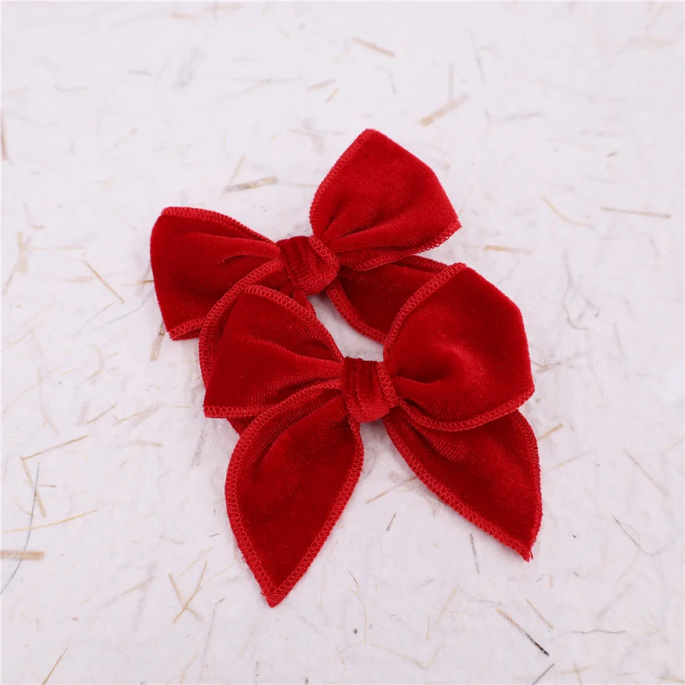 sengpan Small Velvet Fable Bow Hair Clips for Toddler Baby Girl Kids Christmas Velvet Hair Bow Alligator Clips Accessories