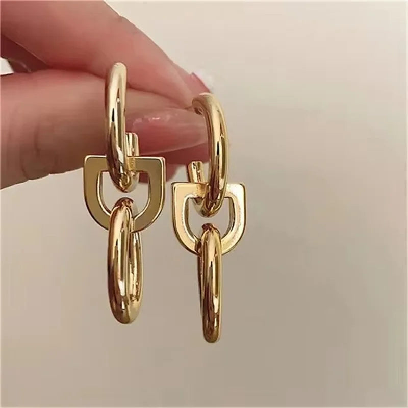 sengpan  Fashion Simple Metal Chain Pendant Earrings For Women Personality Popular Long Earrings Girl Travel Jewelry Gift