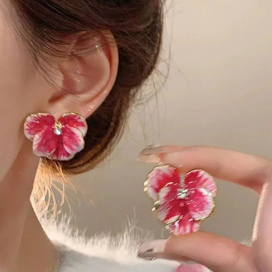 sengpan Vintage Color Petal Flower Earrings Luxury Women Travel Seaside Wearable Jewelry Girls Photo Props Fashion Earring Jewelry