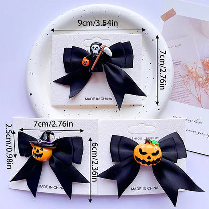 Lianfudai 1PC New Halloween Bows Hair Clips Ghost Witch Hat Pumpkin Hairpins For Baby Girls Hairgrips Barrettes Party Hair Accessories