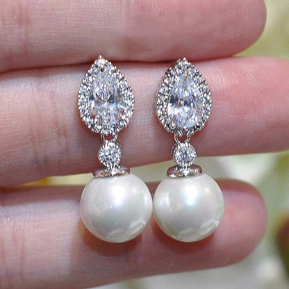 sengpan Trendy Style Imitation Pearl Design Stud Earrings for Women Exquisite Daily Wearable Jewelry Elegant Wedding Accessories