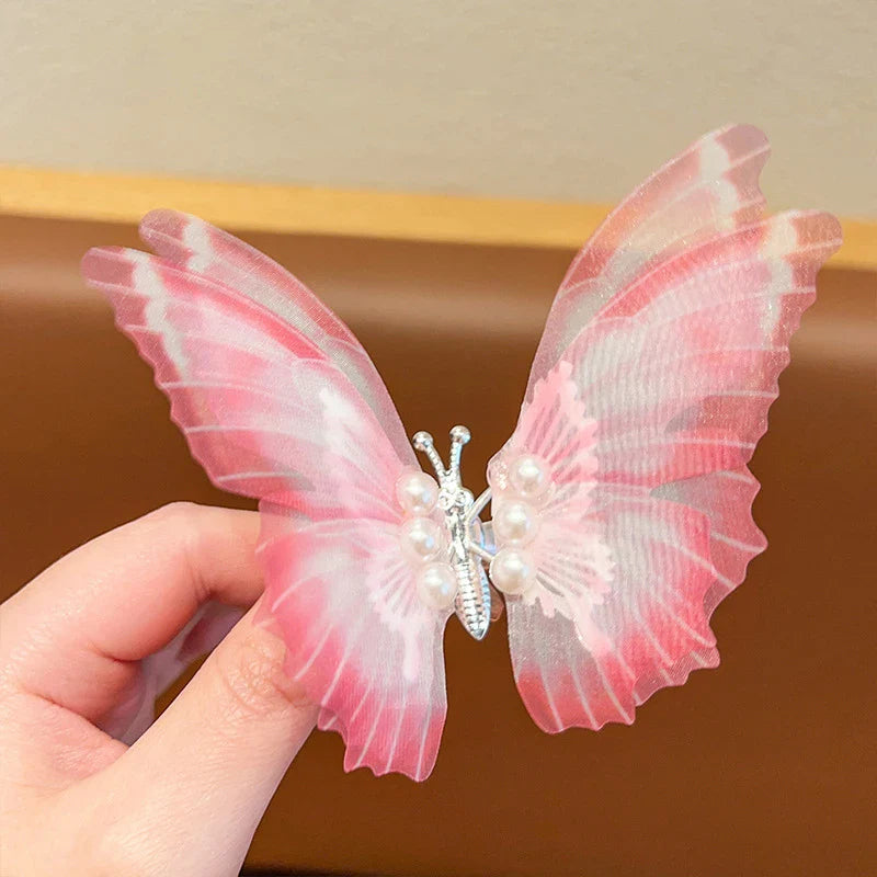 sengpan Shaking Move Wing Top Clip Bangs Clip Shiny Rhinestone Moving Butterfly Children Hairpin Alloy Hair Accessories