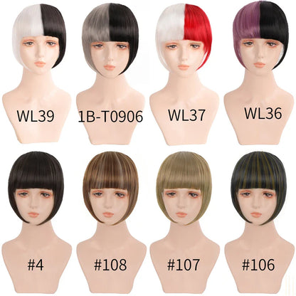 sengpan Synthetic Fake Hair Bangs Hair Clips For Extensions Natural Straigth Black Invisible Wig Women Natural Neat Hair Bang