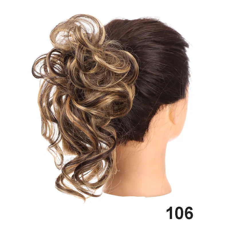 sengpan Synthetic Curly Chignon Messy Bun Ponytails Hairpiece Extensions For Elastic Hair Band Hair Accessories For Women Curly Hair