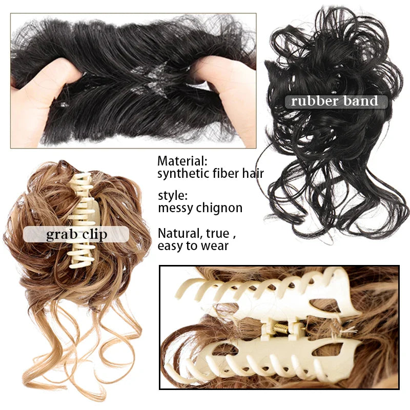 sengpan Synthetic Curly Chignon Messy Bun Ponytails Hairpiece Extensions For Elastic Hair Band Hair Accessories For Women Curly Hair