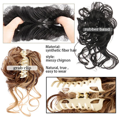 sengpan Synthetic Curly Chignon Messy Bun Ponytails Hairpiece Extensions For Elastic Hair Band Hair Accessories For Women Curly Hair