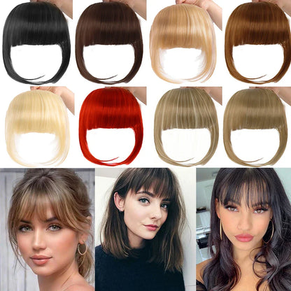 sengpan Synthetic Fake Hair Bangs Hair Clips For Extensions Natural Straigth Black Invisible Wig Women Natural Neat Hair Bang