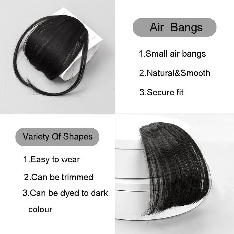 sengpan Synthetic Fake Hair Bangs Hair Clips For Extensions Natural Straigth Black Invisible Wig Women Natural Neat Hair Bang