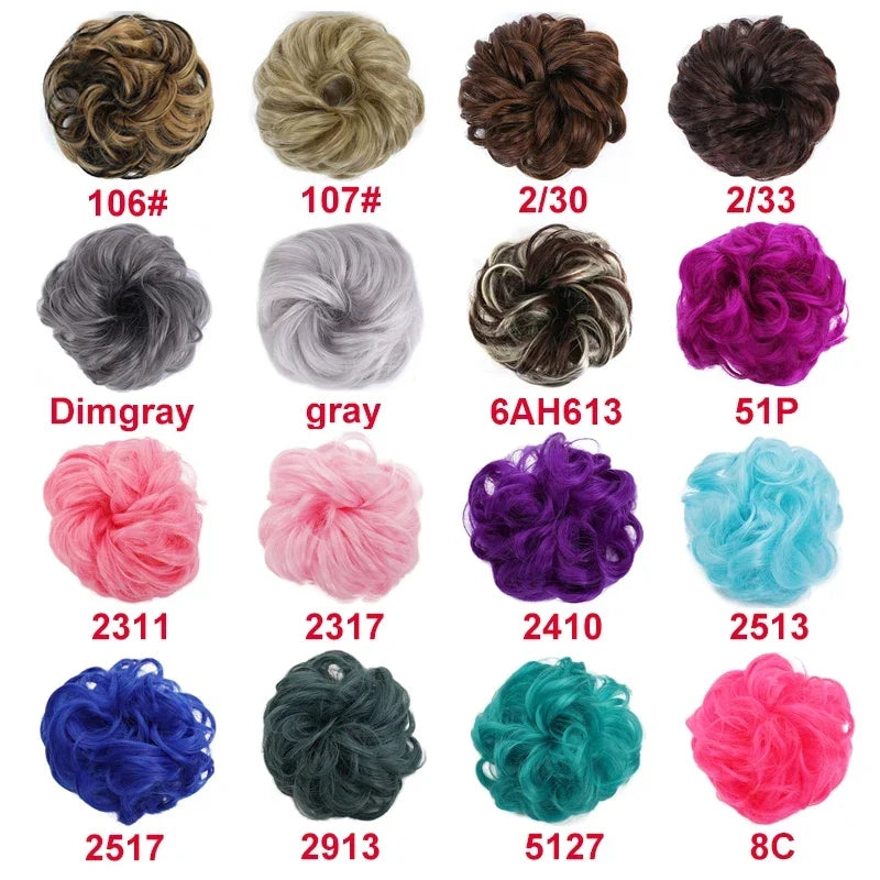 sengpan Synthetic Curly Chignon Messy Bun Ponytails Hairpiece Extensions For Elastic Hair Band Hair Accessories For Women Curly Hair