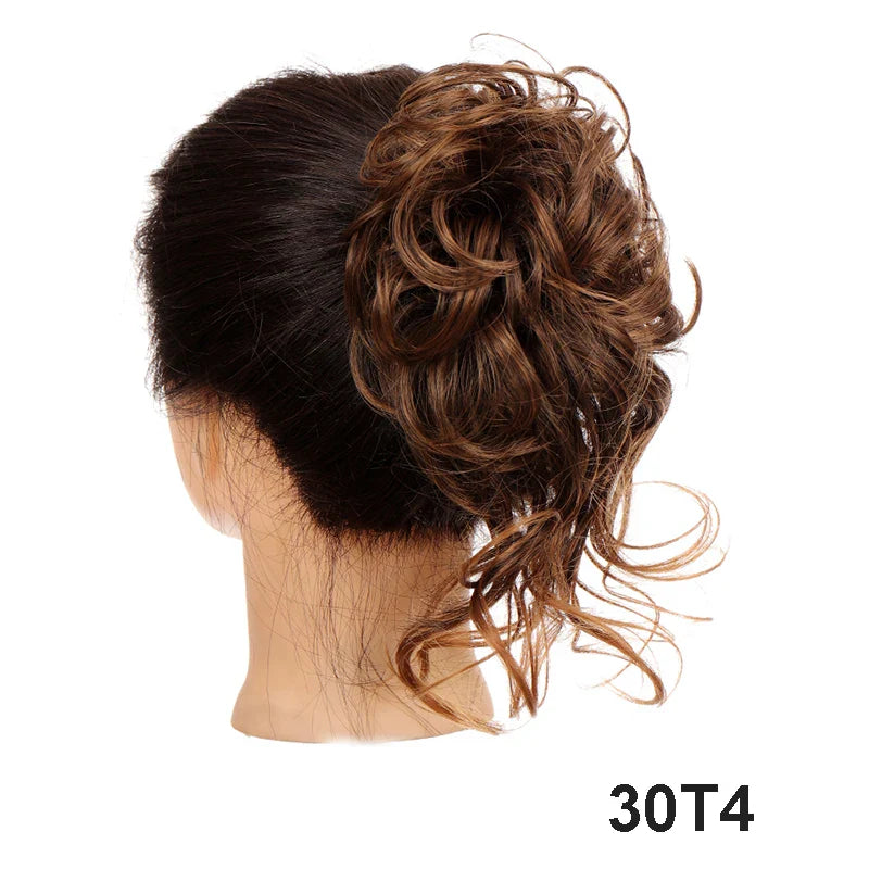 sengpan Synthetic Curly Chignon Messy Bun Ponytails Hairpiece Extensions For Elastic Hair Band Hair Accessories For Women Curly Hair