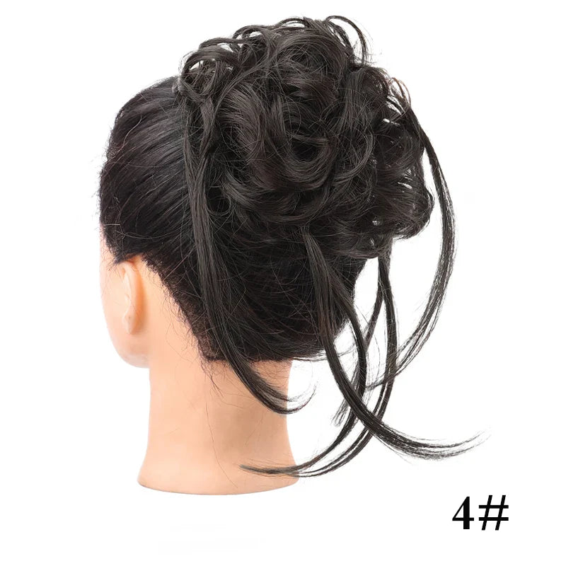 sengpan Synthetic Curly Chignon Messy Bun Ponytails Hairpiece Extensions For Elastic Hair Band Hair Accessories For Women Curly Hair